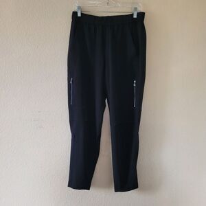 Vince Womens Size 6 Tapered Pull On Pants Polyester Zipper Pockets Black Office